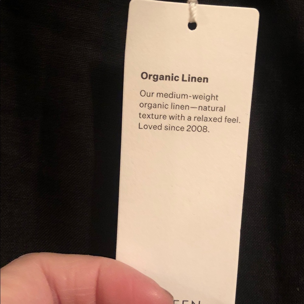 Eileen Fisher Black Elastic-Waist Straight-Leg Linen Ankle Pants - Picture 4 of 7